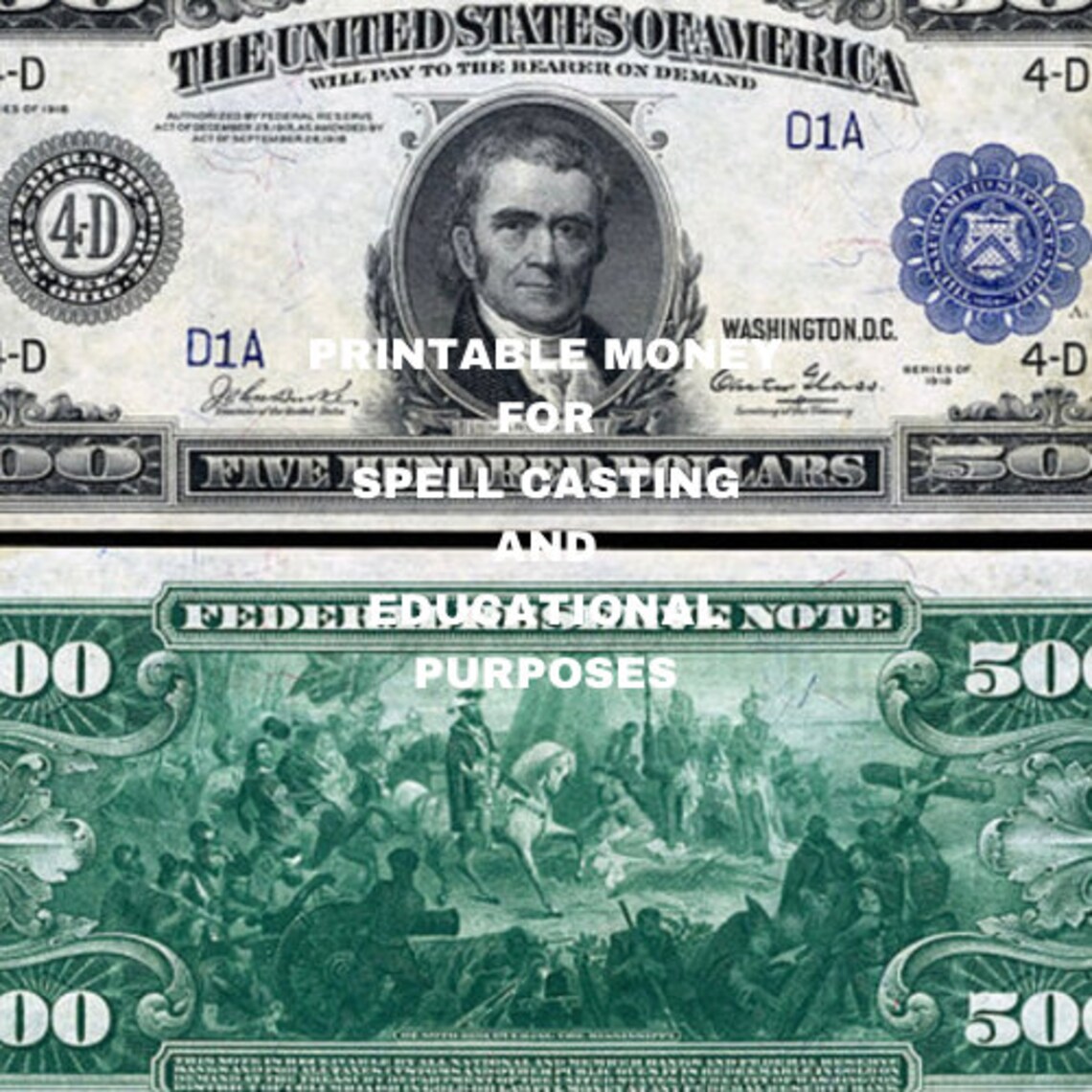 printable 500 dollar notes money for spell casting can also be etsy