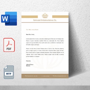Plantilla de membrete dorado Microsoft Word LibreOffice Adobe Acrobat Google Docs Membrete comercial profesional Personalizable e imprimible