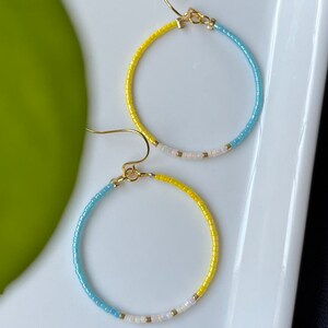 Ukraine Collection | Beaded Hoop Earrings | All proceeds go to charity