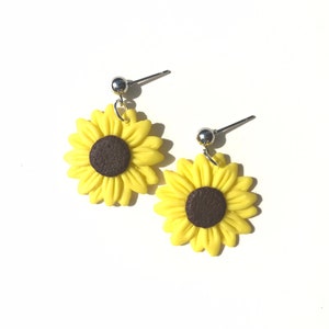 Ukraine Collection | Sunflower Dangles | Handmade Clay Earrings