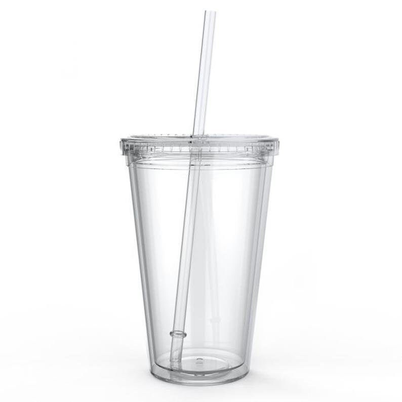 Custom 16oz Clear Tumbler with Straw Etsy