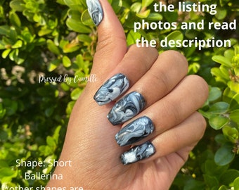 Black & White Marble Press On Nails | Luxury Press On Nails | Glue On Nails | XL Nails | Long Nails | Medium Nails | Short Nails