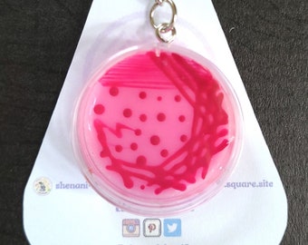 E.coli MAcConkey Agar Petri dish Keychain/Badge Reel|MLT,MLS,Lab Tech Gifts|Laboratory, Microbiology Gift|Microbiology Art|Science Art