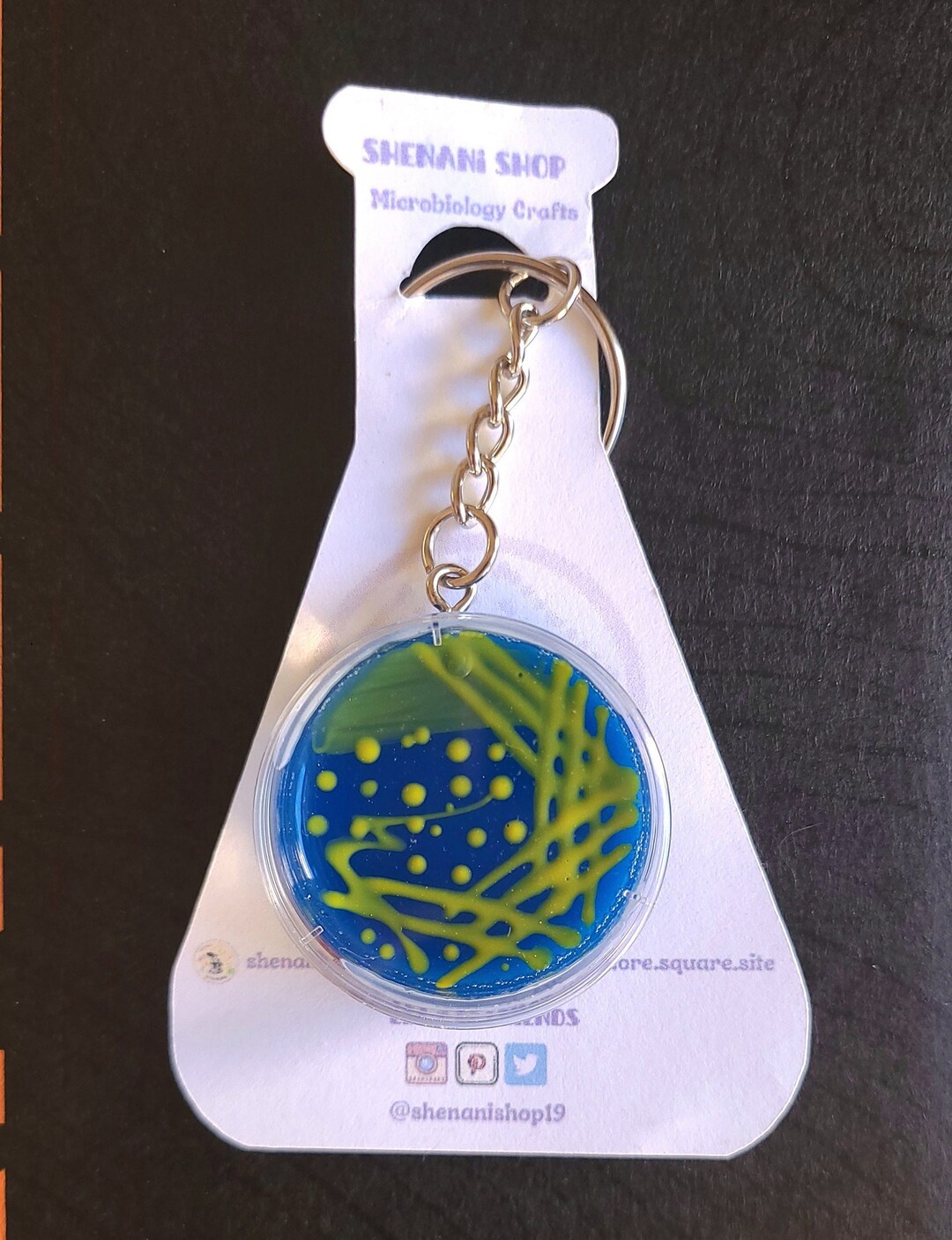 Micrococcus Luteus Petri Dish Keychain/badge Reelmlt,mls,lab Tech
