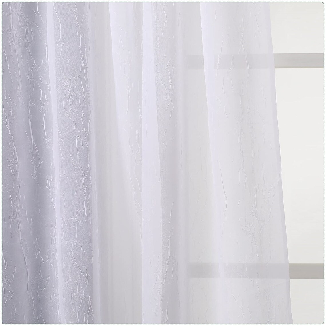 Short White Sheer Curtains for Bedroom Back Tab and Rod Pocket | Etsy