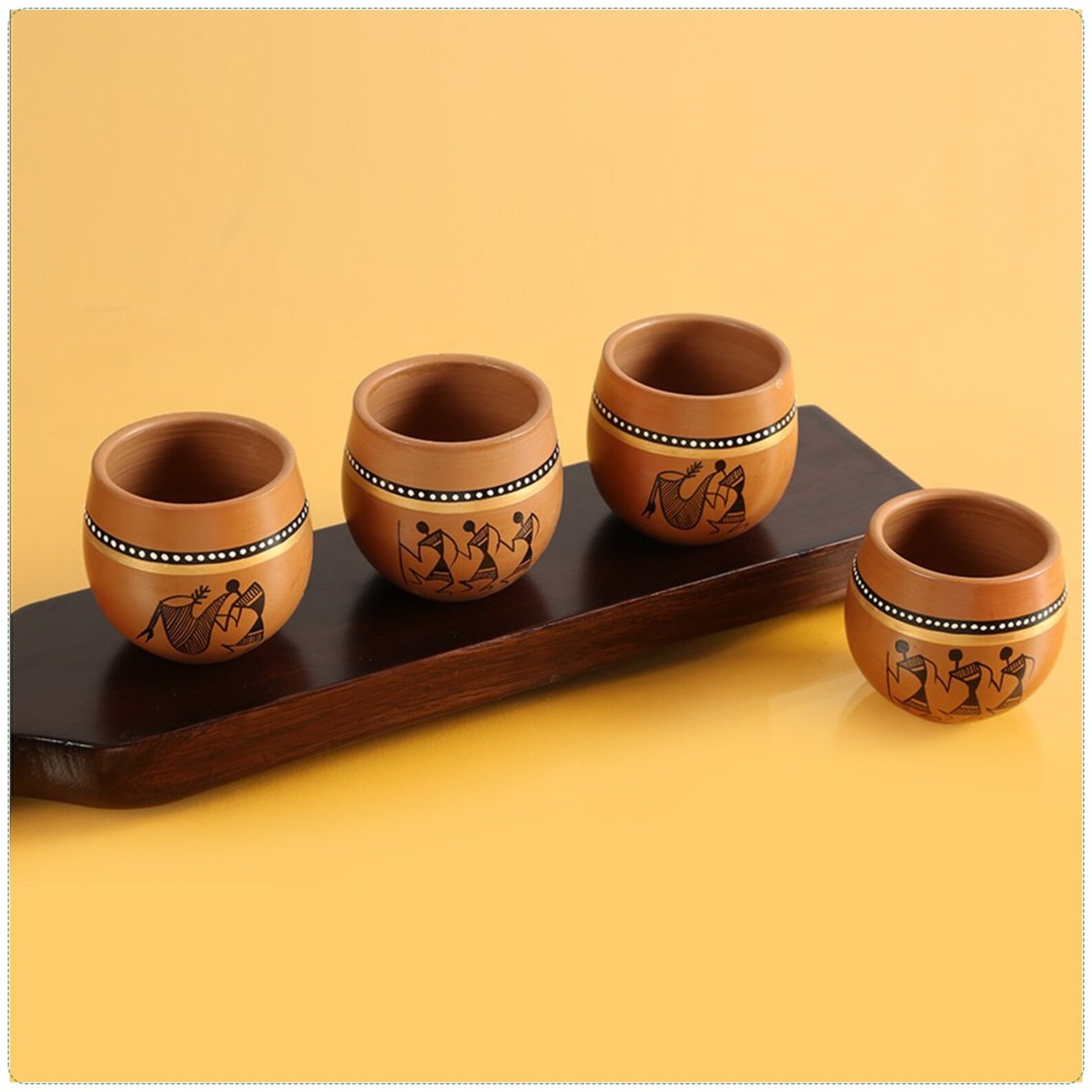 Hand Painted Terracotta Clay Kullad Tea Cups Set & Coffee Etsy