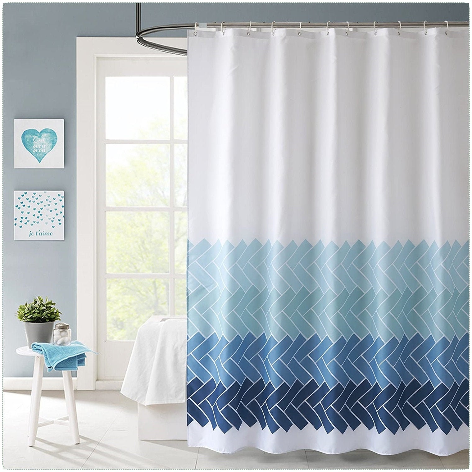 Cortina de ducha azul para cortinas de ducha impermeables de | Etsy