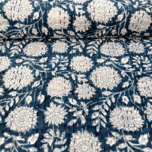 Beautiful Handcrafted Indian Handmade Floral Print Kantha Thin Quilt Bedspread Blanket Cotton Throw Gudri Bed Coverlet image 6