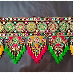 Handmade Wall Hanging Traditional Multi Zula Pearl Plastic Beads Door Hanging/Bandarwal/ Traditional Bandarwal for Door, 37" inch Length,