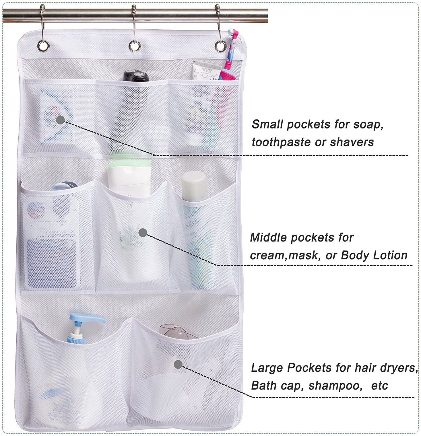 Mesh Shower Organizer Hanging Bathroom Caddy 8 Pockets Hang Etsy