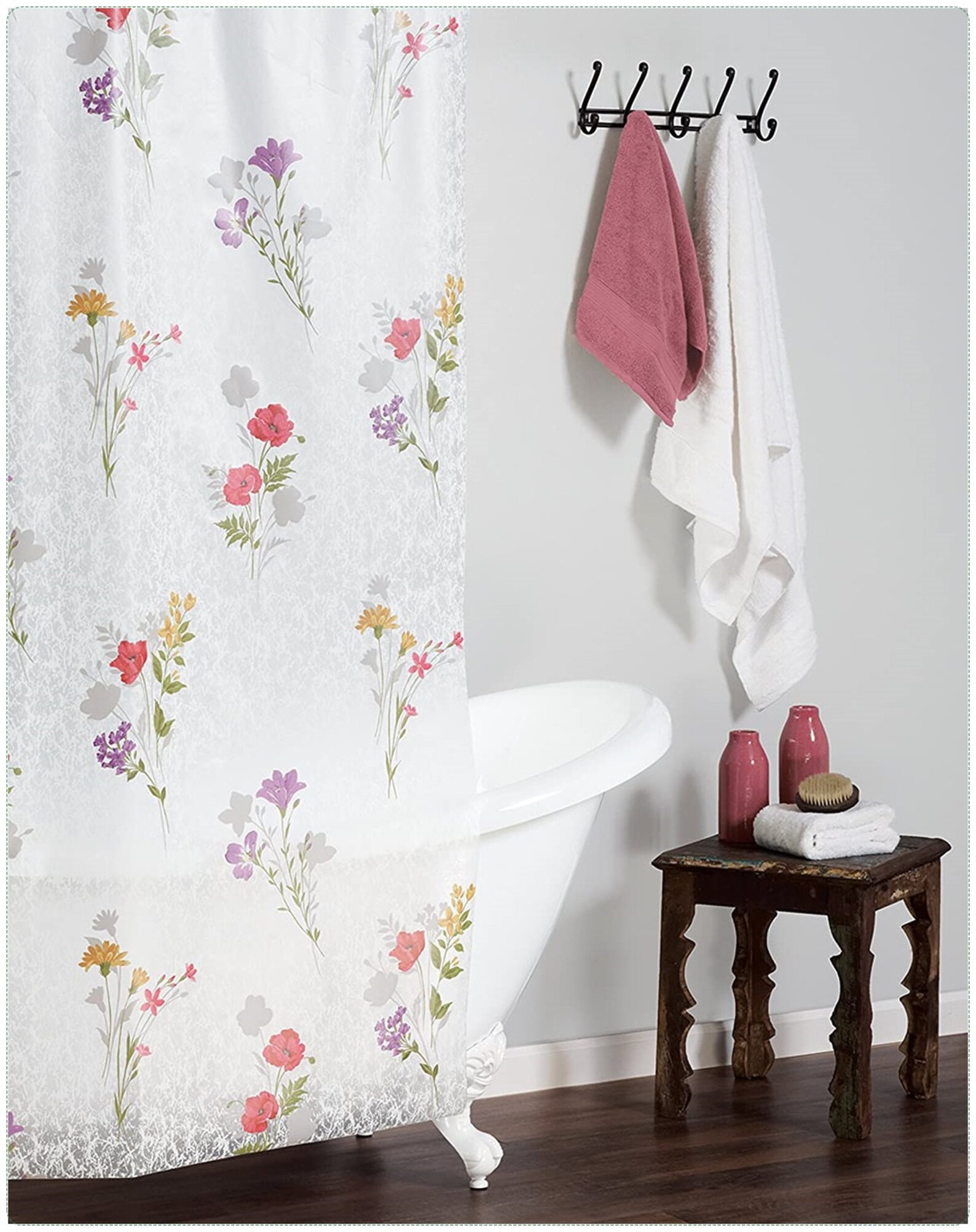 Wild Flower Peva Shower Curtain Liner Floral Etsy