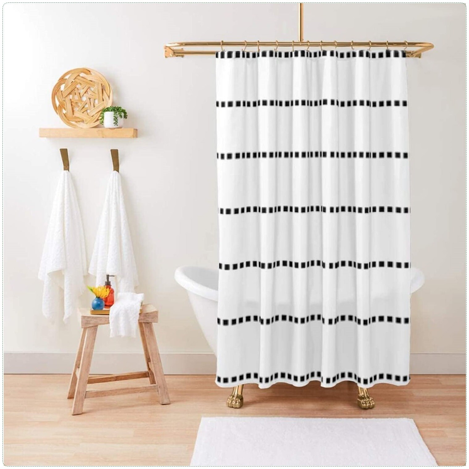 Boho Shower Curtain Black and White Shower Curtain Boho Shower Etsy