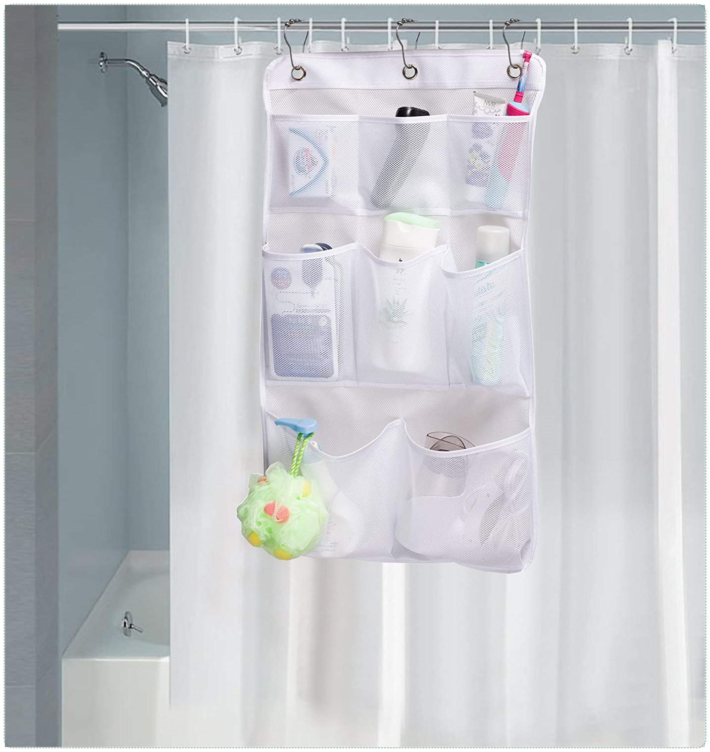 Mesh Shower Organizer Hanging Bathroom Caddy 8 Pockets Hang Etsy