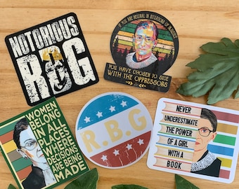 Ruth Bader Ginsburg Sticker Decal Series: Notorious RBG, Never Subestimate the Power... Pegatinas del Mes de la Historia de la Mujer