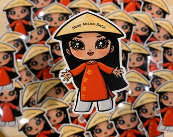Stop Asian Hate Weather/Waterproof Sticker. Donation Sticker for AAPI