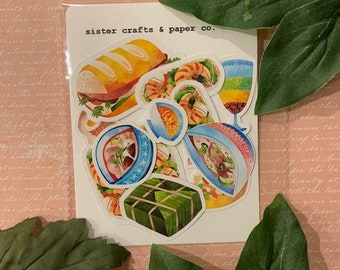Vietnamese Food Sticker Packs -- all the favorites: Shrimp spring rolls, Pho, Banh Mi & More! Great gifts for Foodies!