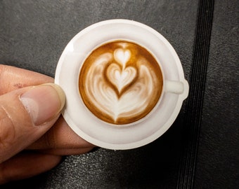 Coffee Lover's Latte 2"x2" Vinyl Sticker. Weatherproof, perfect for hydroflask, laptop decal, windows, cute coffee themes gifts birthday