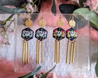 What the Hex mini in floral skull | Handmade polymer clay