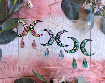 Moonlit Florals I Handmade polymer clay earrings