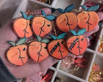 Filthy peaches hoop earrings| handmade clay earrings