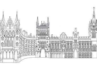 St. Pancras Hotel Illustration Digital Download