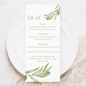 Menu mariage rameau d'olivier, Illustration de rameau d'olivier, Mariage italien
