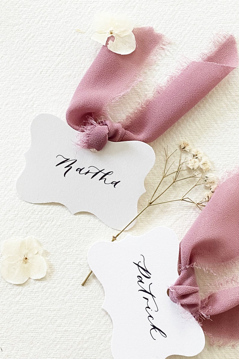 Shaped Wedding Place Cards: Gold or Black Ink - Etsy UK