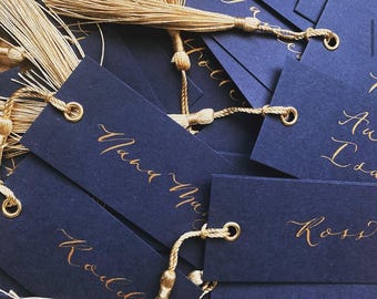 Navy Wedding Place Card with Tassel, Wedding Place Cards, Wedding Name Cards