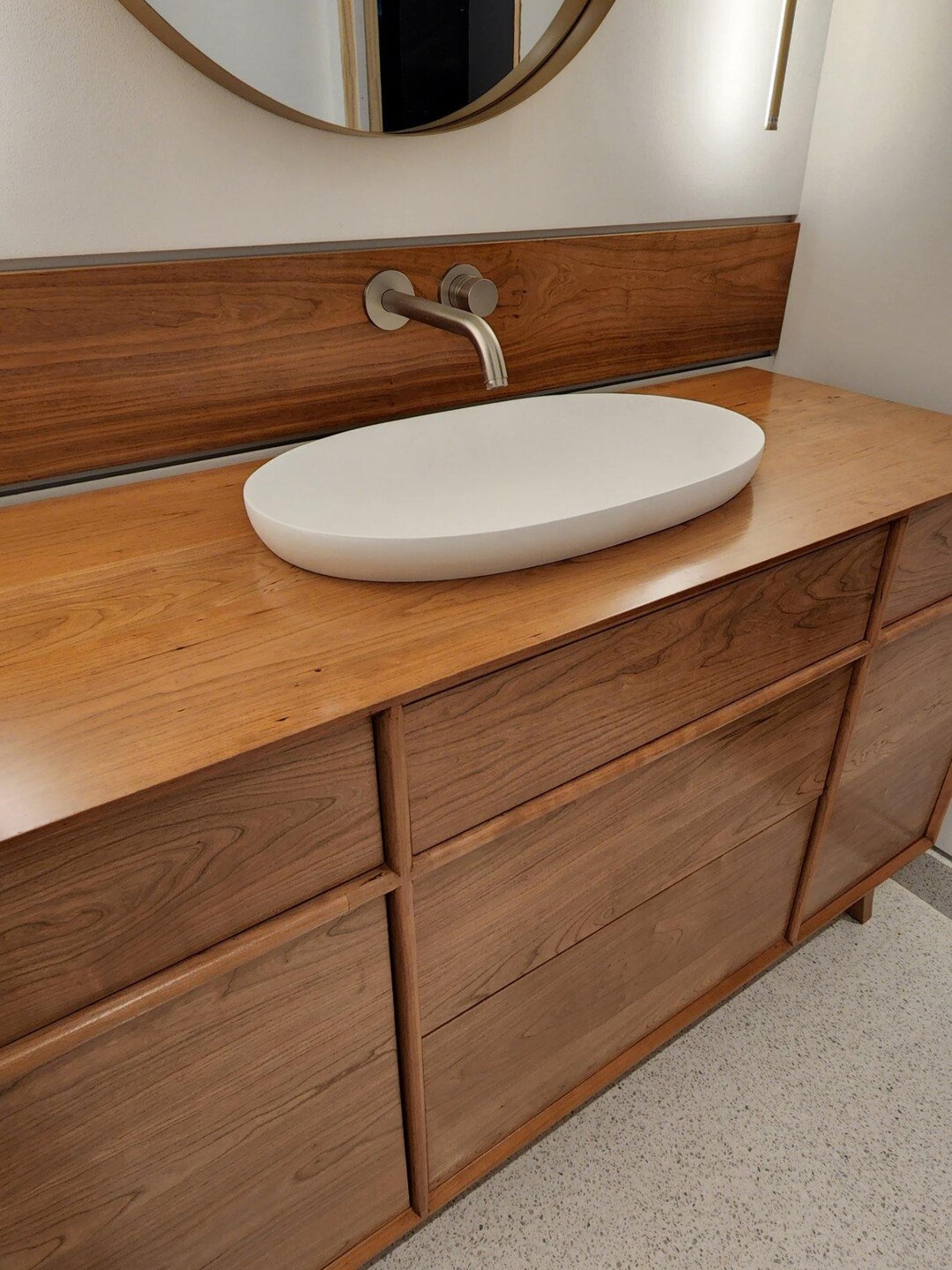 54 Solid Cherry Vanity With Backsplash and Solid Cherry Etsy