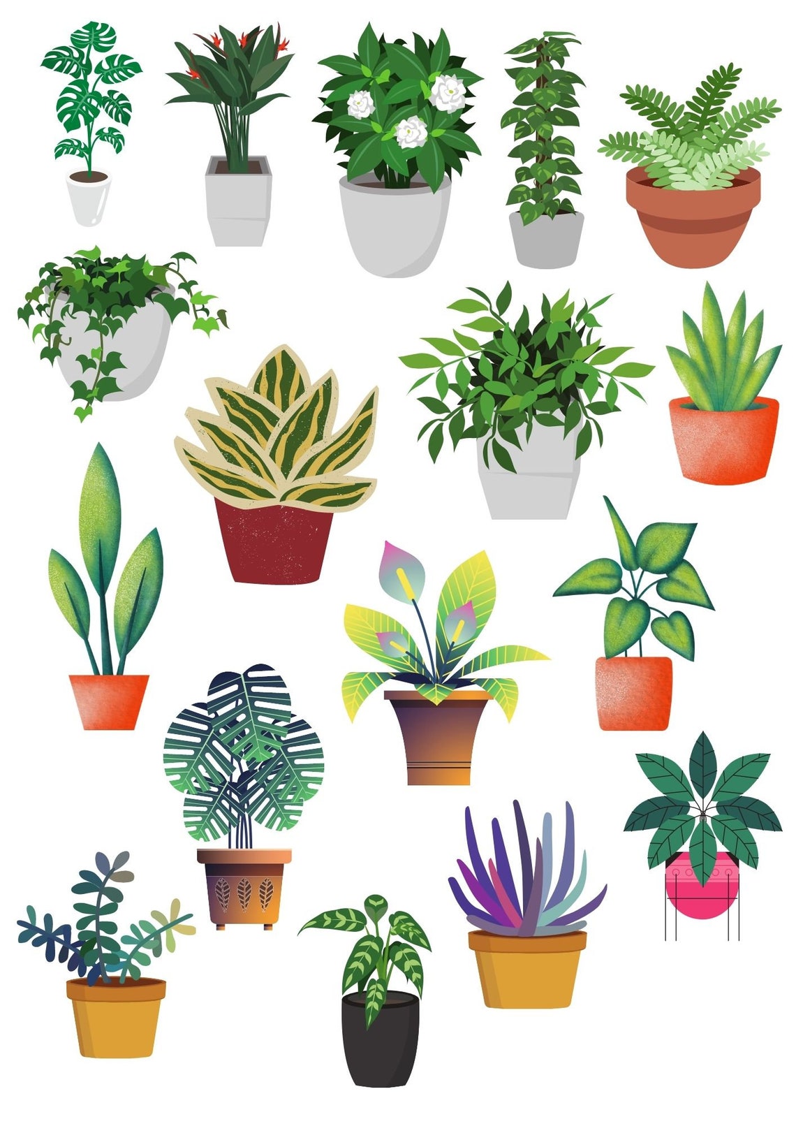 Potted Plants Stickers 65 Potted plants Printable Stickers Etsy