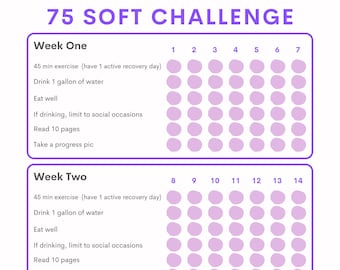 75 Soft/easy Challenge Daily Tracker Habit Tracker Digital - Etsy Norway