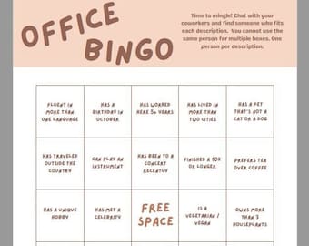 Office BINGO - work / icebreaker / corporate / coworker / employee | digital download