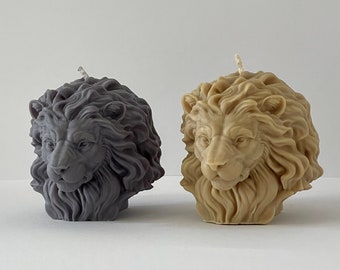 Lion candle, Large Lion Head Candle, Sculpture Candle, Eco Candle, House warming Gift, Soy Wax Candle, Pillar Candle, Aesthetic decor, Gift