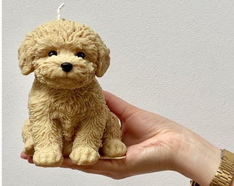 Handmade Soy Wax Puppy Candle | Teddy Dog Home Decor, Poodle candle
