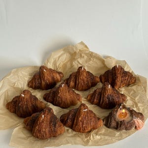 Croissant Candle: Handmade Soy Wax Decorative Candle - Sweet Peach Scent, housewarming gift