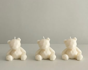 Geometric Teddy Bear Candle: Hand Poured Soy Wax