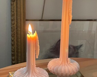 Tall Stearin Wax Pillar Candles: Handmade Table Decor