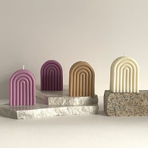 Bougie en cire de soja Arch : bougie sculptée décorative faite main