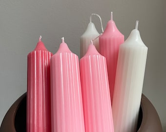 Vela de pilar acanalada hecha a mano, velas de cera natural, vela de mesa