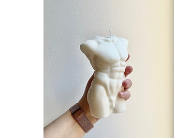 Vela corporal masculina: Escultura grande de torso de cera de soja, regalo para él, regalos de inauguración de la casa