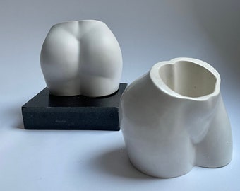 Gypsum Butt Vase: Decorative Body Vase for Dry Flowers