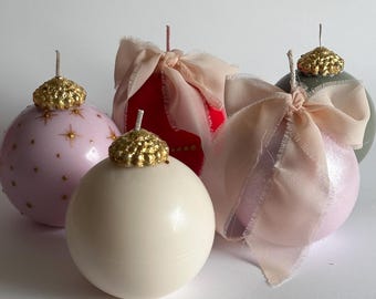 Christmas ball candle, festive decor, christmas present idea