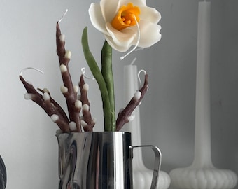 Beeswax Daffodil Flower Candle, Natural Spring Decor, Floral Candle, Mother’s Day Gift