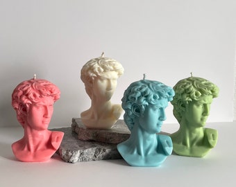 Large David Head Candle, Eco Soy Wax Sculptural Candle, Nature friendly gift, Unique