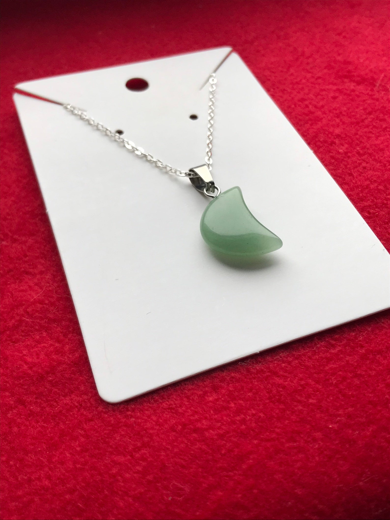 Stone moon pendant silver necklace | Etsy