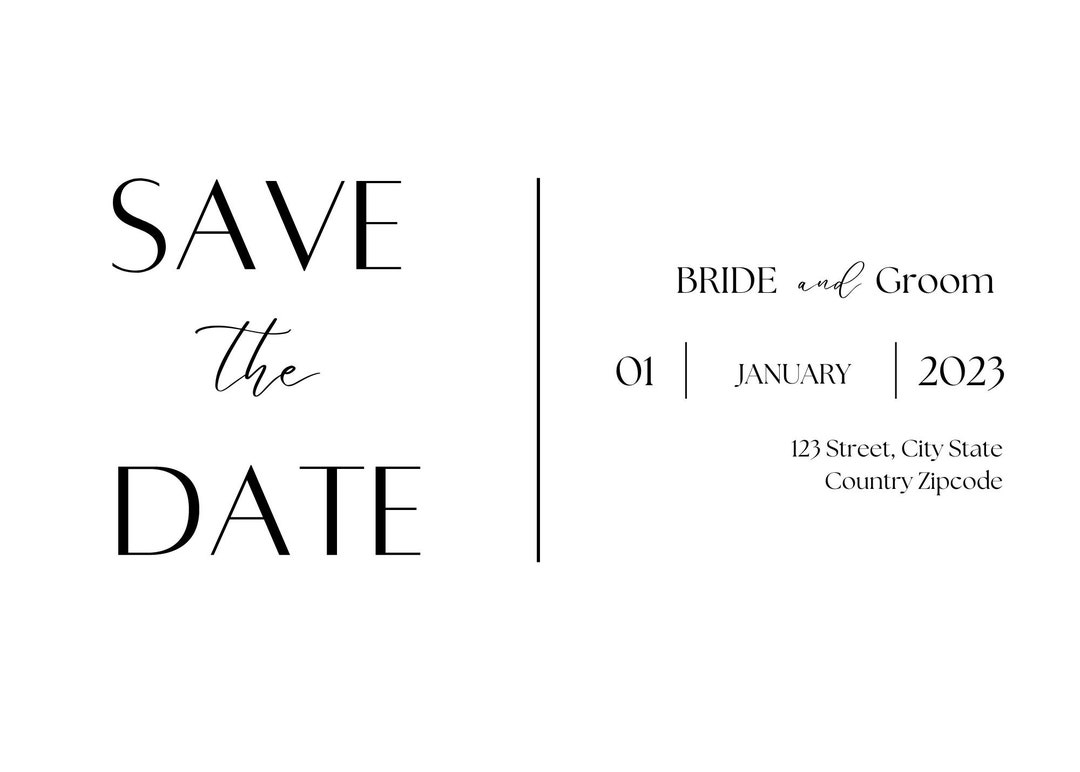 Minimal Save the Date Template Etsy