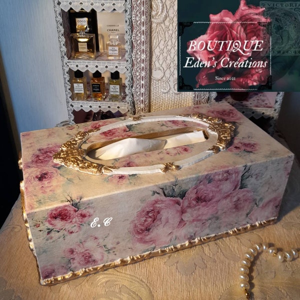 Baroque shabby tissue box "Peonies"