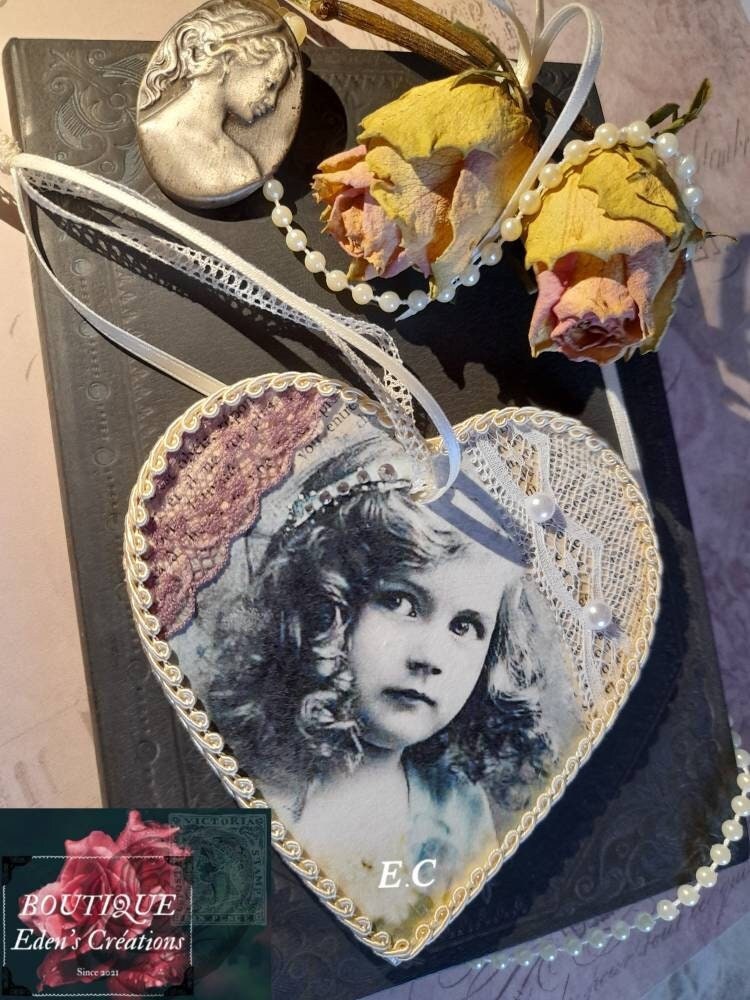 Cœur Retro-Shabby Fillette...décoration Shabby..