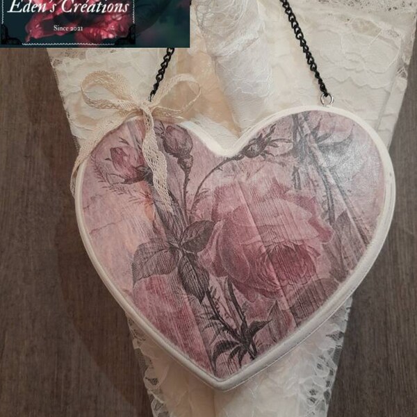 Plaque murale coeur Shabby.. décoration shabbychic..