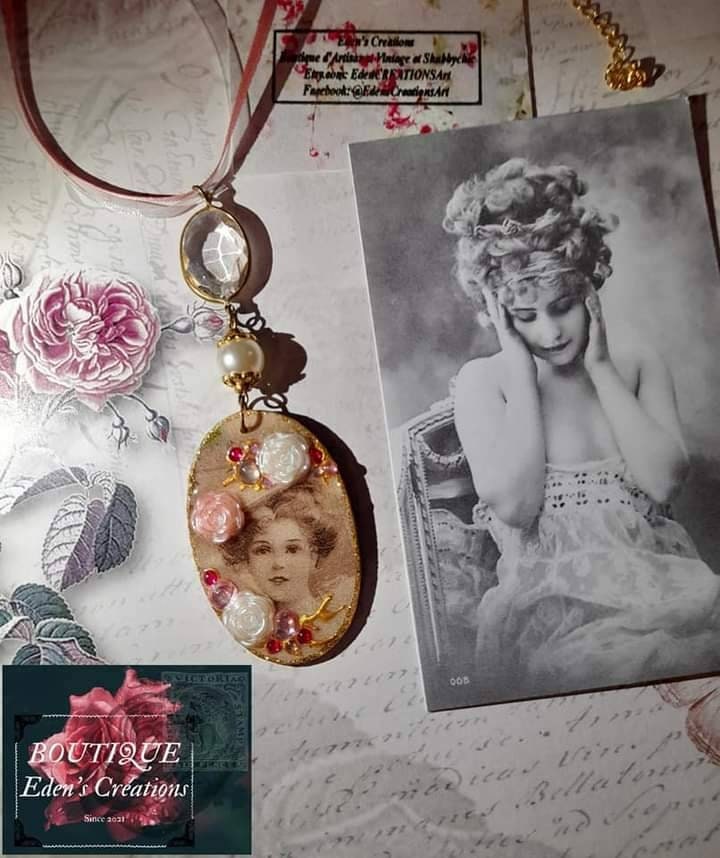 Sautoir Retro Lady..sautoir Style Vintage..collier Camée..